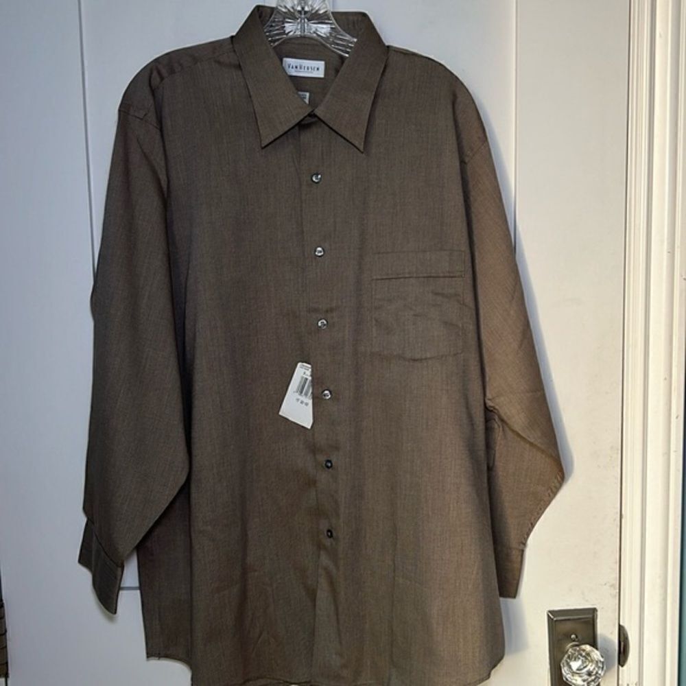 NWT Van Heusen Men's Hampton Twill Cotton Blend Long Sleeve Dress Shirt size XL